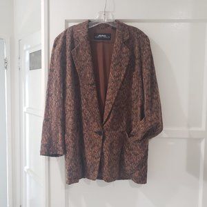 Ellen Tracy Silk Single Button Blazer